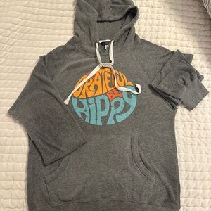 “Be Hippy” Gray Hoodie with Graphic Print